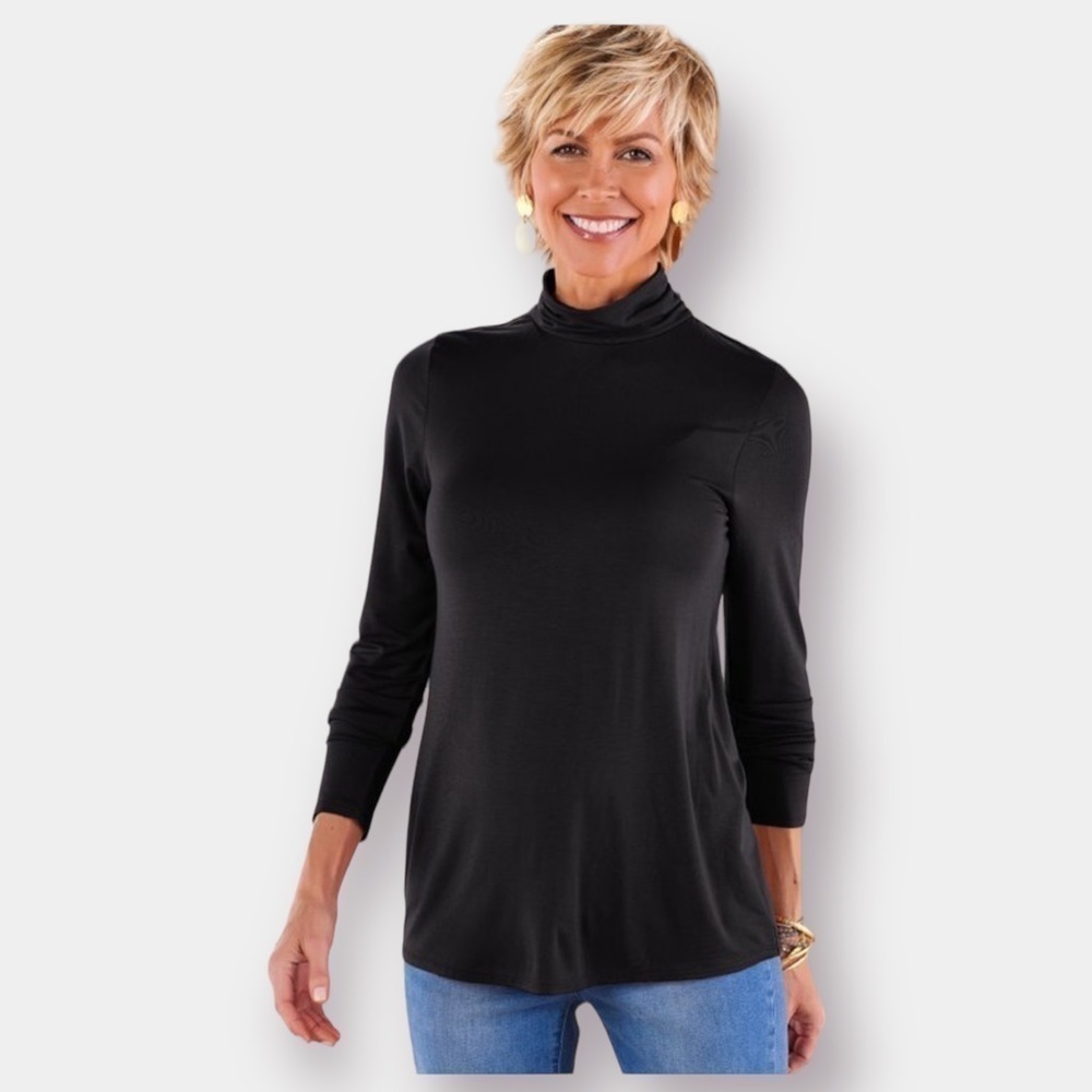 Soft Surroundings Turtle Neck Ruching Size Large